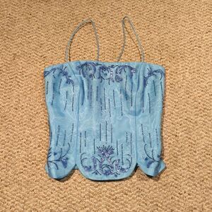 Vintage Dave & Johnny by Laura Ryner Bustier Corset Top 1/2 Blue Sequins Fairy